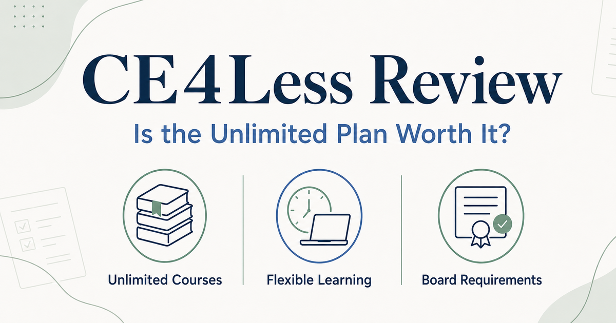 CE4Less Unlimited Plan review for therapists covering courses, flexible learning, and licensing requirements
