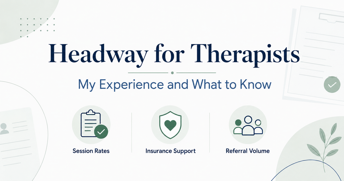 Headway for therapists review covering session rates, insurance support, and referral volume